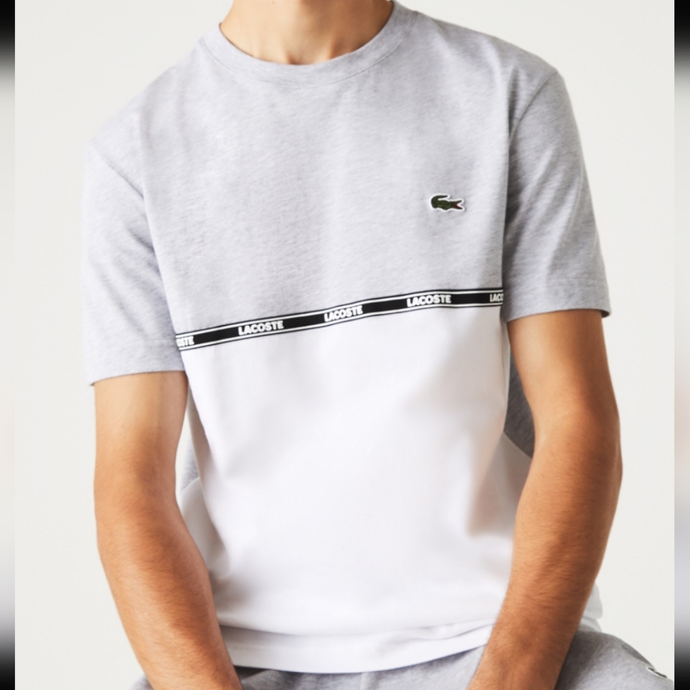 Lacoste Men’s Contrast Taping Grey Colorblocked T-Shirts US 8 3XL New